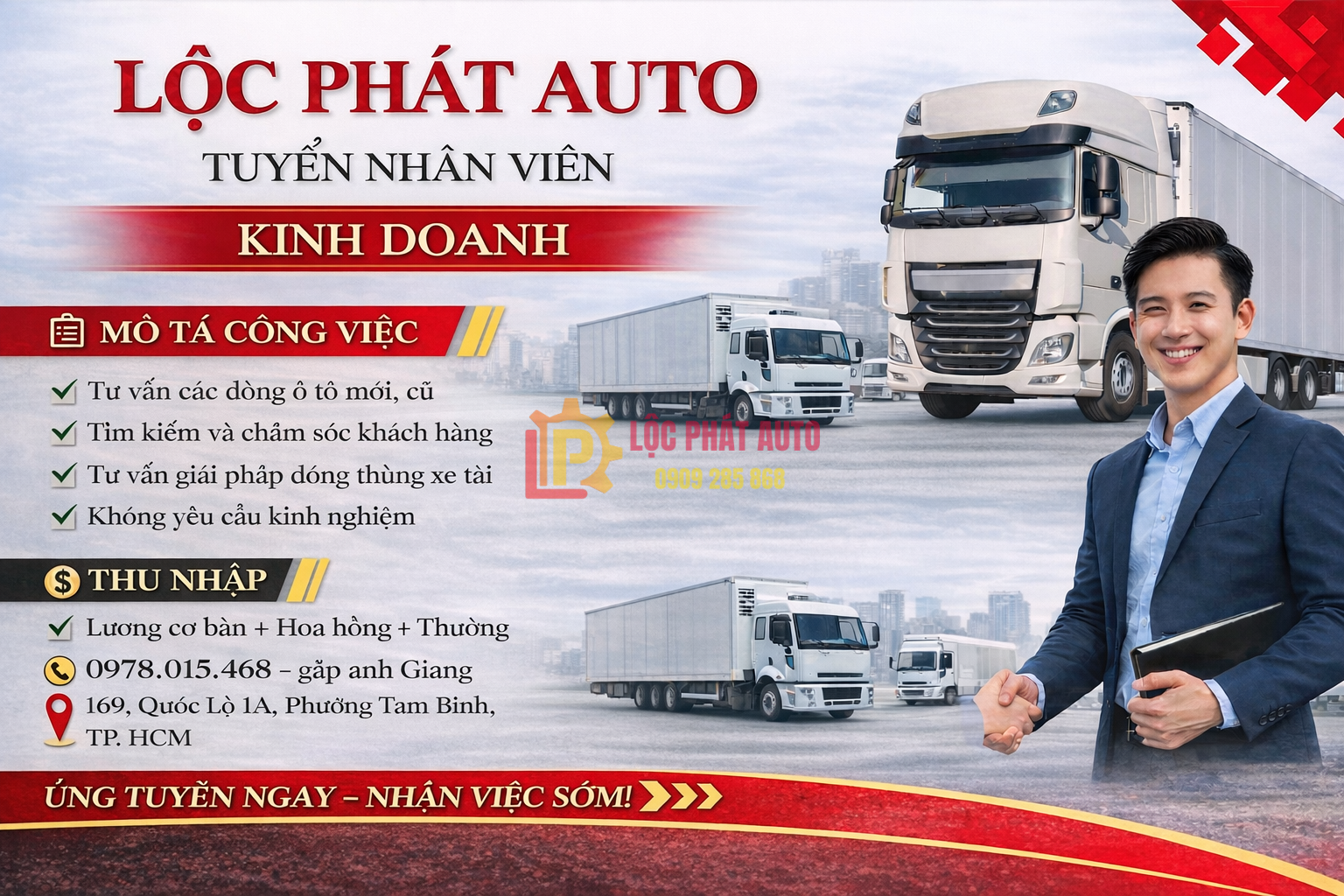 LỘC PHÁT AUTO TUYỂN NHÂN VIÊN KINH DOANH Ô TÔ 2026